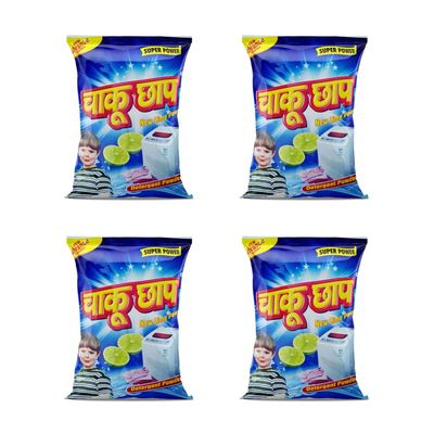 CHAKU CHHAP Laundry Detergent Powder (4 + 4 + 1 + 1) Kg Bio Stain Power for Tough Stains | Gentle on Fabrics Colour-Safe | Hand Wash & Top Load Machine Detergent | Refreshing Fragrance (Pack of 4)