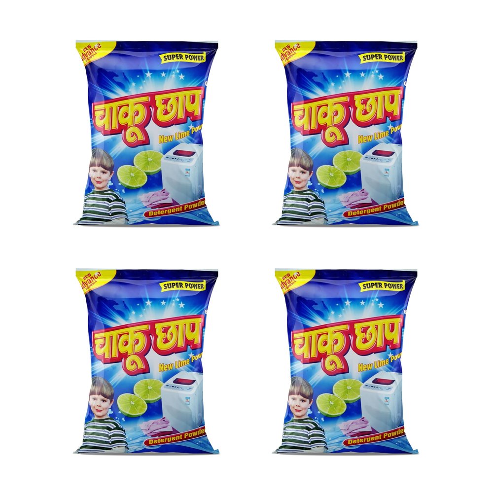 CHAKU CHHAP Laundry Detergent Powder (4 + 4 + 1 + 1) Kg Bio Stain Power for Tough Stains | Gentle on Fabrics Colour-Safe | Hand Wash & Top Load Machine Detergent | Refreshing Fragrance (Pack of 4)