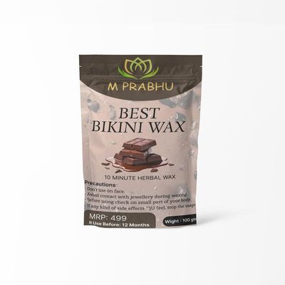 M Prabhu Best Bikini Wax Chocolate Powder- 10 Minutes Herbal Wax Powder for Women Easy to use at home, No chemicals - No Irritation, No Skin rashes for Women and Girls (100g)