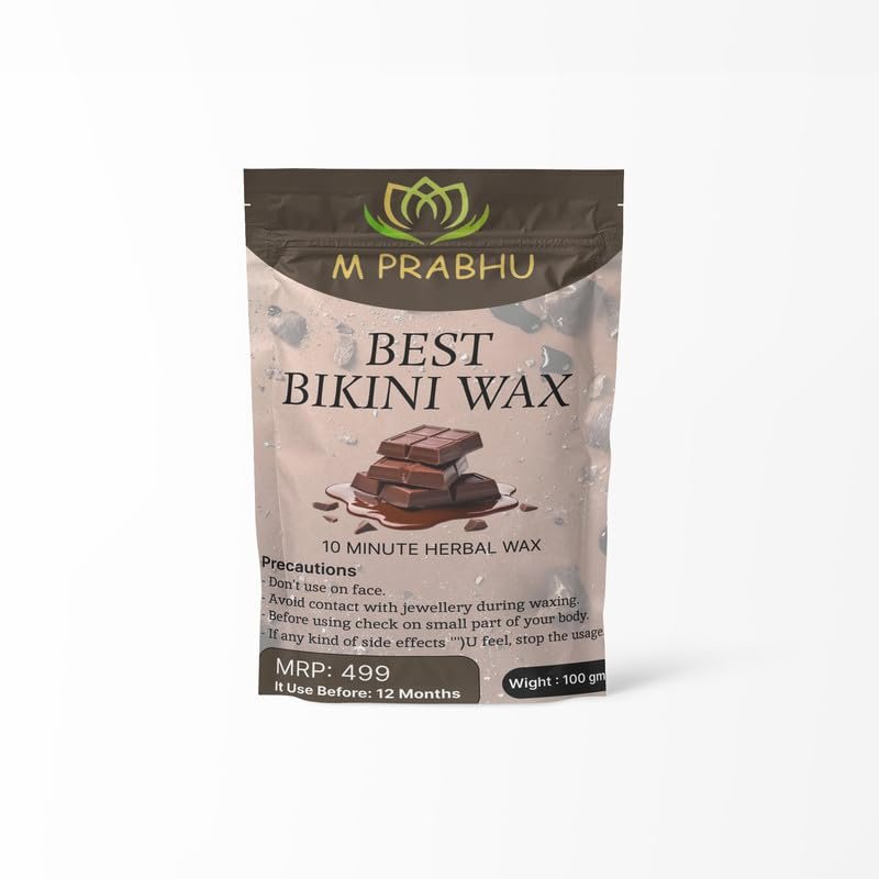 M Prabhu Best Bikini Wax Chocolate Powder- 10 Minutes Herbal Wax Powder for Women Easy to use at home, No chemicals - No Irritation, No Skin rashes for Women and Girls (100g)