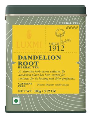 Luxmi Estates Dandelion Root Herbal Tea 100gm Tin Caddy | USDA Certified Organic Herbal Tea | Caffeine-Free | Single Ingredient | 50 Cups | Detox & Liver Cleanse | Digestion Support