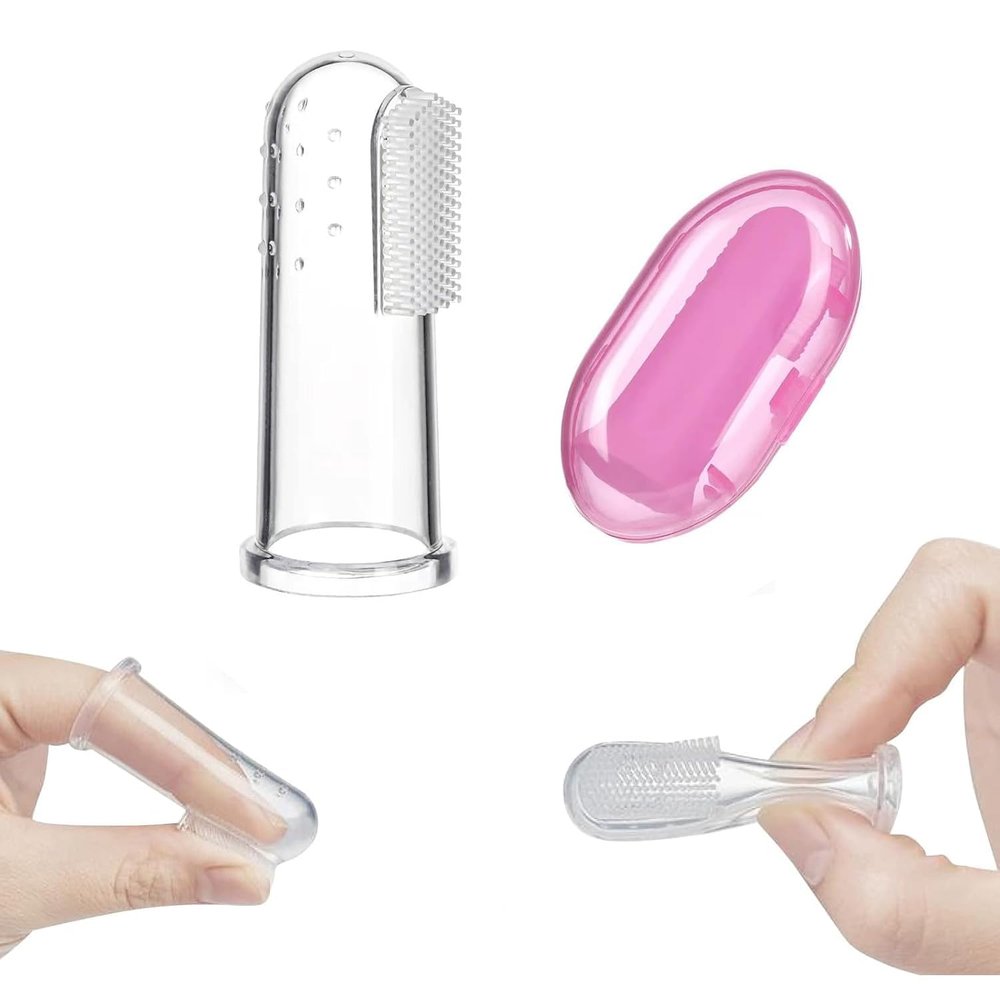 AEREX Premium Silicone Baby Finger Toothbrush Travel-Friendly Oral Care Great for Massaging & Cleaning Gums Use Soft Brush For Kids & New Born Baby Kids Finger Toothbrushes (Pack of 1)