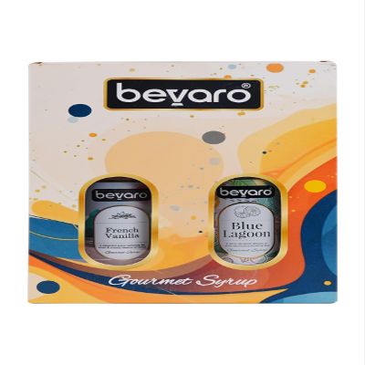 Bevaro Gift Box French Vanilla And Blue Lagoon Syrup 300ml Each,For Shakes and Desserts Add-ons(Pack Of 2)