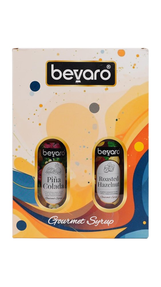Bevaro Gift Box Pina Colada And Roasted Hazelnut Syrup 300ml Each,For Refreshing Gourmet Cocktails, Mocktails, Mixers & Other Beverages (Pack Of 2)