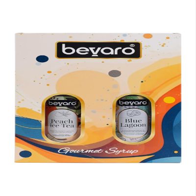 Bevaro Gift Box Blue Lagoon And Peach Ice Tea Syrup 300ml Each,For Refreshing Gourmet Syrup Cocktails, Mocktails, Mixers & Other Beverages (Pack Of 2)