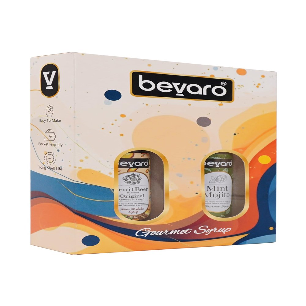 Bevaro Gift Box FruitBeer Original And Mint Mojito Syrup 300ml Each,For Shakes and Desserts Add-ons(Pack Of 2)