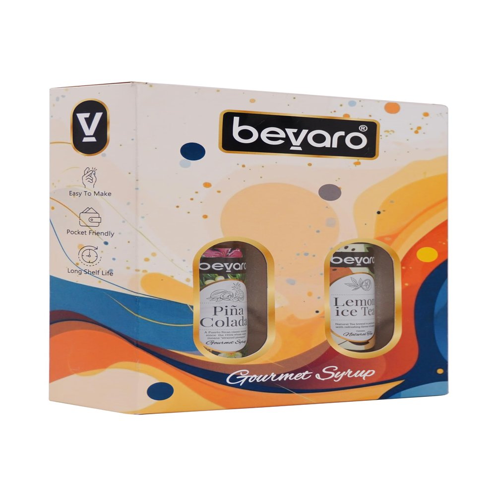 Bevaro Gift Box Peach,For Ice Tea And Lemon Ice Tea Syrup 300ml Each,For Refreshing Gourmet Cocktails, Mocktails, Mixers & Other Beverages (Pack Of 2)