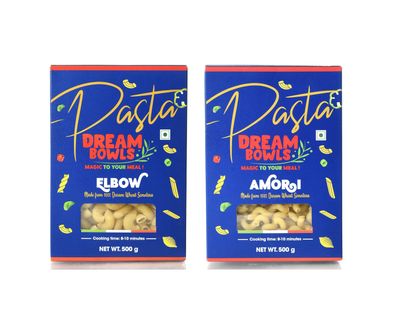 DREAM BOWLS | PASTA AMORI AND ELBOW COMBO | 100% Durum Wheat | No Maida | No Preservative | Pack of 2 | 500g each