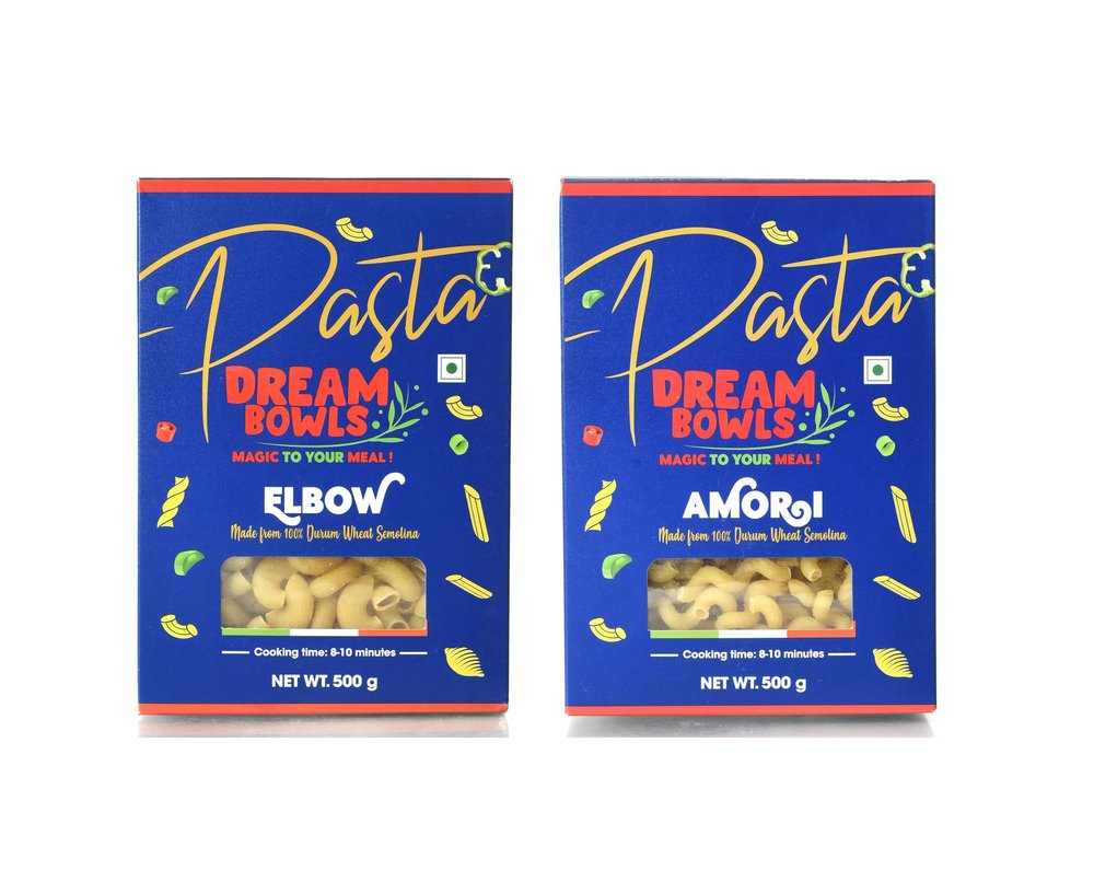 DREAM BOWLS | PASTA AMORI AND ELBOW COMBO | 100% Durum Wheat | No Maida | No Preservative | Pack of 2 | 500g each