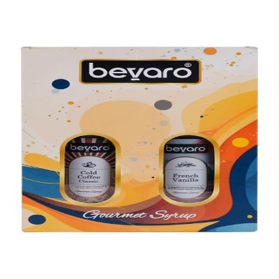 Bevaro Gift Box Classic Caramel And French Vanilla Syrup 300ml Each,For Hot Coffee, Cold Coffee, Shakes and Desserts Add-ons(Pack Of 2)
