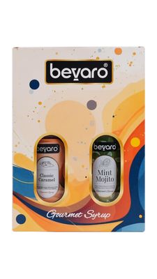 Bevaro Gift Box Classic Caramel And Mint Mojito Syrup 300ml Each,For Hot Coffee, Cold Coffee, Shakes and Desserts Add-ons(Pack Of 2)
