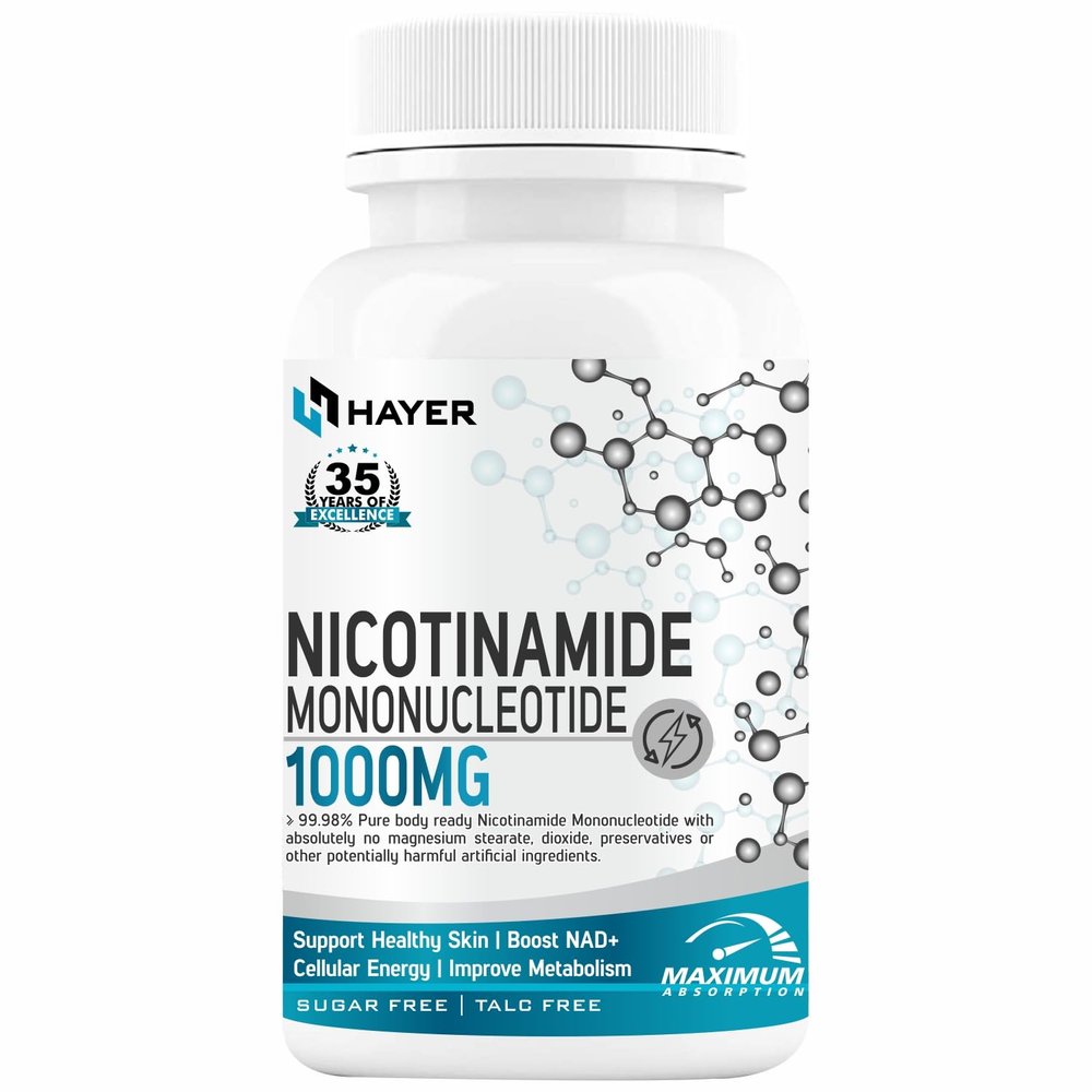 HAYER NMN Supplements 1000mg, Nicotinamide Mononucleotide With Trans Resveratrol To Support Cellular Energy Metabolism, Boosting NAD+ Healthy Aging of Heart, Brain & Skin-60 Tablets (Pack 1)