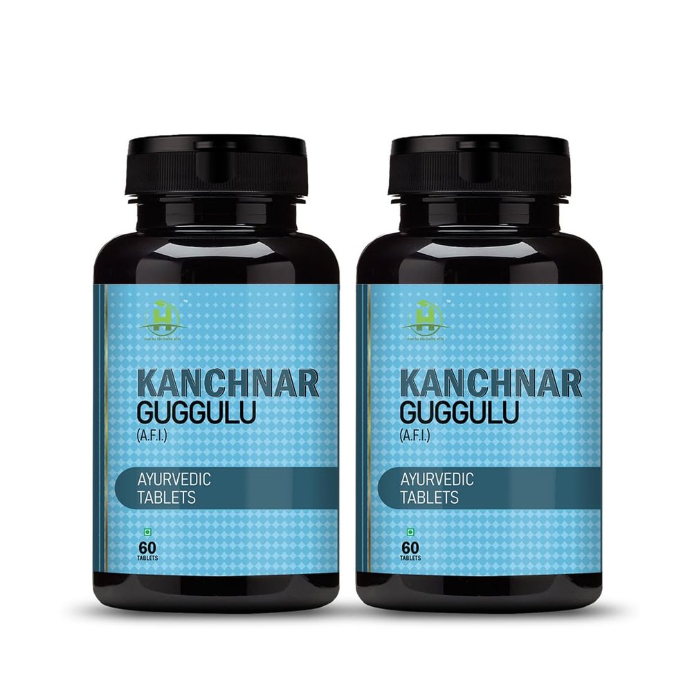 Healthy Nutrition - Just for the Health of it Thyroid Supplement Kanchnar Guggulu | Manage Weight | Hormonal Balance For Women-60 Veg Tablet -Pack Of 2