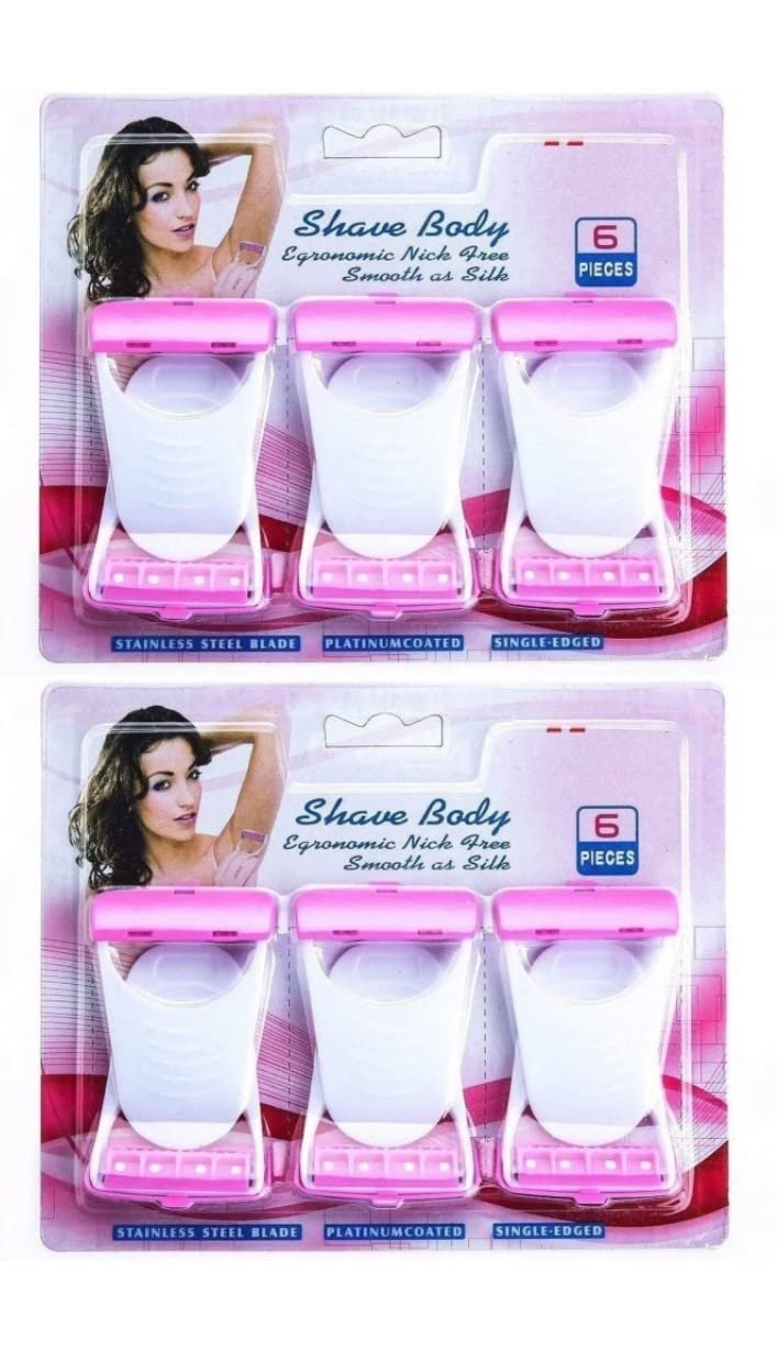 KITCY Disposable Bikini Razor 6pcs Mini Body Shaving Razor Women Under Arms, Hand, Leg & Bikini Area Hair RStainless Steel Double Blade Shaver