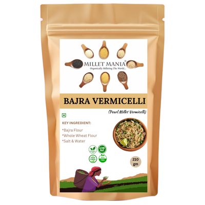 Bajra Millet Vermicelli  210g | Pearl Millet Vermicelli 100% Natural & Wholesome | Rich in Iron & Fiber | Perfect for Upma, Kheer & Healthy Snacks | Traditional Indian Semiya | Diabetic-Friendly (Pack of 1)