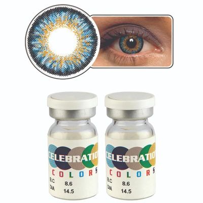 CELEBRATION COLORS Yearly Color Contact Lenses 1 Pair, Color Salsa Gray, Optical Power -5.5