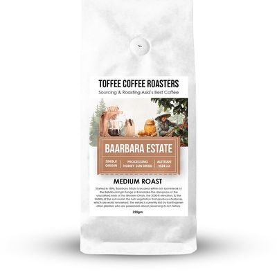 Toffee Coffee Roasters | Baarbara Estate Coffee | Single Origin Arabica Light to Medium Roast, Coffee Notes: Dry Almond, Coco and Honey, Grind: Drip Over, Freshly Roasted Coffee - 1000 gms