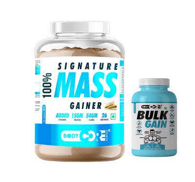 Body Core Science Signature Mass Gainer-2 Kg With BCS Bulk Gain 100 Capsules (Kesar Pista)