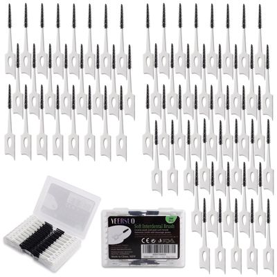 YEERSUO 280PCS Soft interdental Brushes, Dental Toothpicks Brush Between Teeth, Toothpick Floss Picks Brush Disposable for Cleaning, Toothbrush Clean Tool, Black Colors