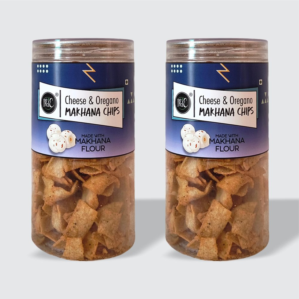 IRIE Makhana Chips - Cheese & Oregano | Roasted Healthy Chips | Gluten-Free | Crunchy | No Preservatives | Healthy Snack - Pack of 2 (130g Each)