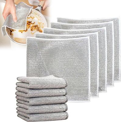 perpetual Multipurpose Wire Dishwashing Rags for Wet and Dry, Stainless Steel Scrubber, Non-Scratch Wire Dishcloth for Washing Dishes, Sinks, Counters, Pots, Easy Rinsing Machine Washable (Pack of 6)