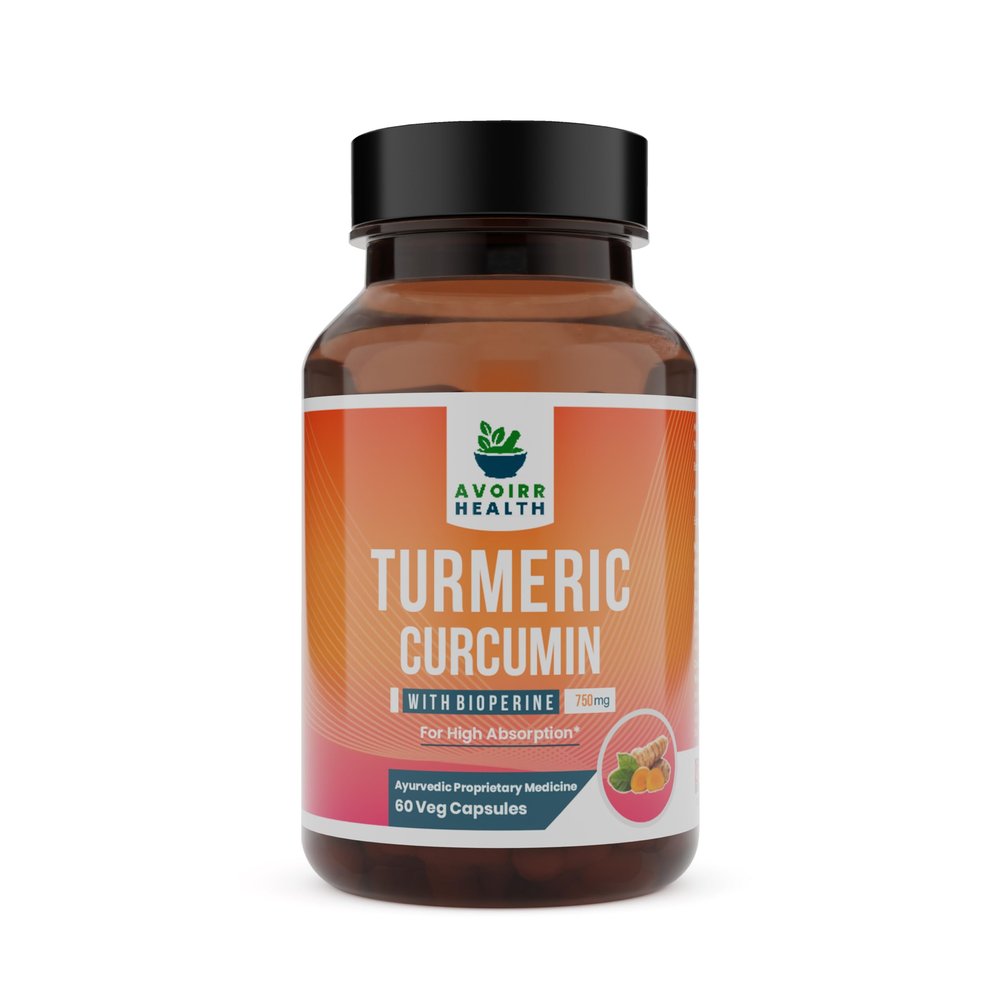 Avoirr Health Turmeric Curcumin with Piperine (Black pepper) - 1500mg High Absorption Formula, Supports Joint Flexibility & Heart Health, Antioxidant Rich for Radiant Skin-60 Capsules