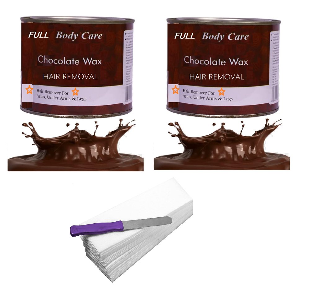 LRHAK Chocolate Hair Removal Wax for Women - For Legs, Arms, Underarms, Bikini at Home - Easy Wax for Women and Girls (600Gm + 600Gm + 60 Wax Strips + Knife)
