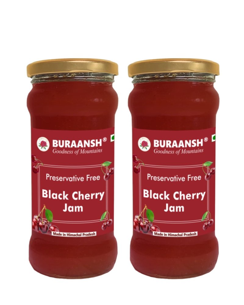 BURAANSH Jam - Perfect Spread for Bread, Pancakes, Waffles - 220g Black Cherry Jam | 100% Natural Fruit Preserve - No Added Sugar & Artificial Color - Pack of 1, Jam Bottle (220g Pack of 2)