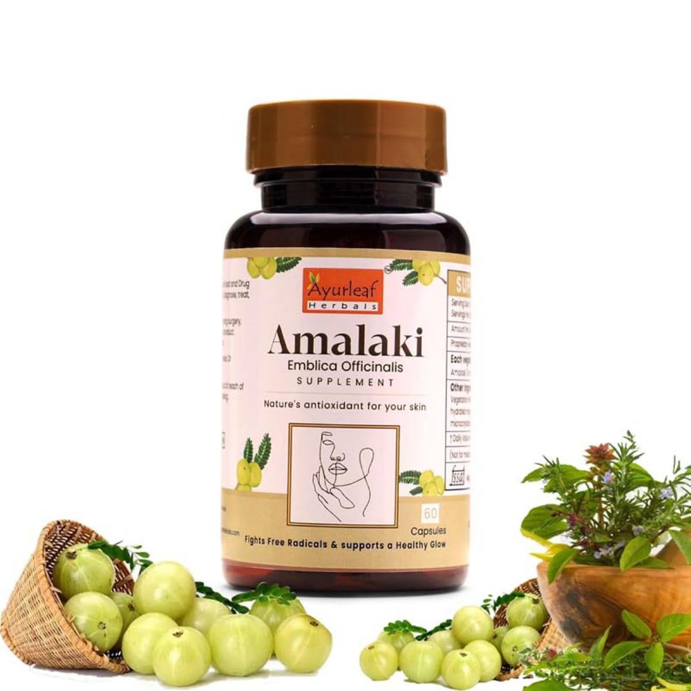Ayurleaf Herbals Amalaki Capsules with Pure Amalaki Extract for Enhanced Immunity | Improve Skincare & Haircare | 100% Safe & Natural Herbs (Pack of 2, 120 Capsules)