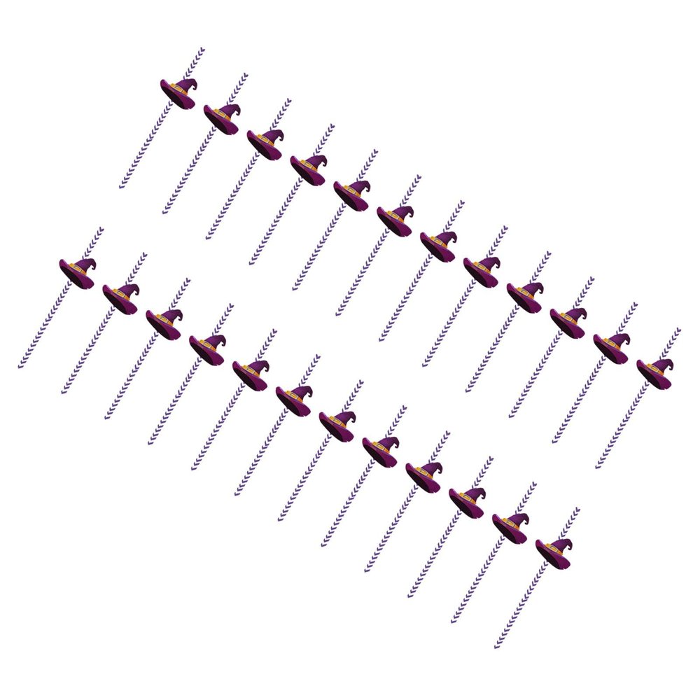 CALANDIS 24X Halloween Paper Straws Funny Disposable Straws for Carnival Party Witch Hat
