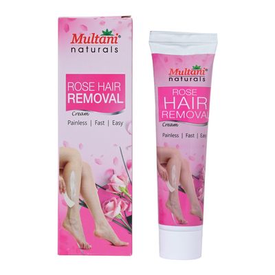 Multani Naturals Rose Hair Removal Cream | Removes Hair in Minutes | Gentle formula Enriched with Rose and Vitamin E | Painless, Easy, and Effective Hair Removal for Men and Women | 60 ml