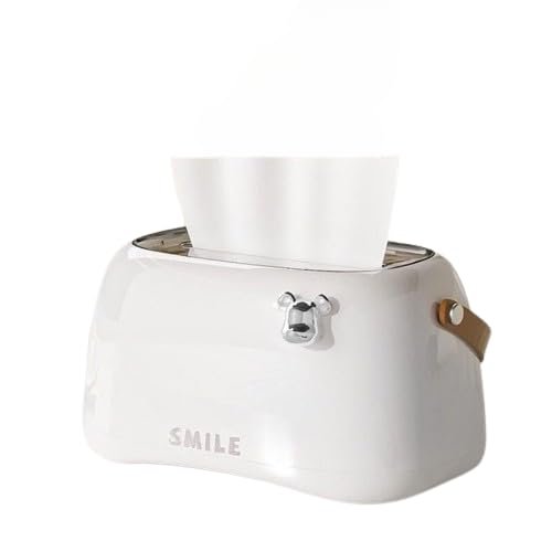 Cannagenix Spring Loaded Tissue Box Holder, Plastic, Creative Design for Bathroom, Living Room, Bedroom, Tabletop Paper Tissue Dispenser. Home Decor (White)