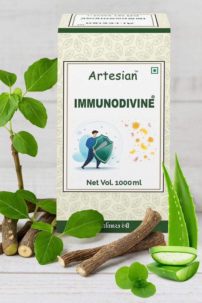 Artesian Immunodivine Ayurvedic Immunity Booster Tonic for Adults | With Giloy, Tulsi & Mulethi Extracts | Powerful Herbal Supplement for Strong Immunity, Respiratory & Digestive Health (1000ml Syrup)