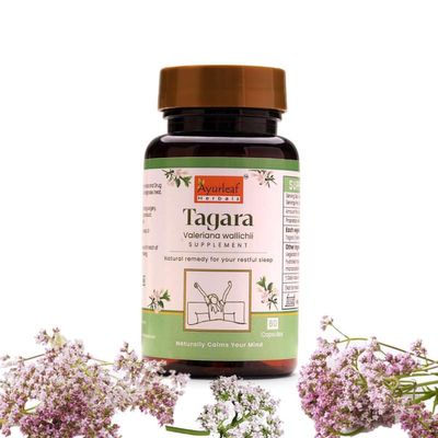 Ayurleaf Herbals Tagara Capsule for Better Sleep Wellness | 100% Natural Herbal supplement (Pack of 2, 120 Capsules)