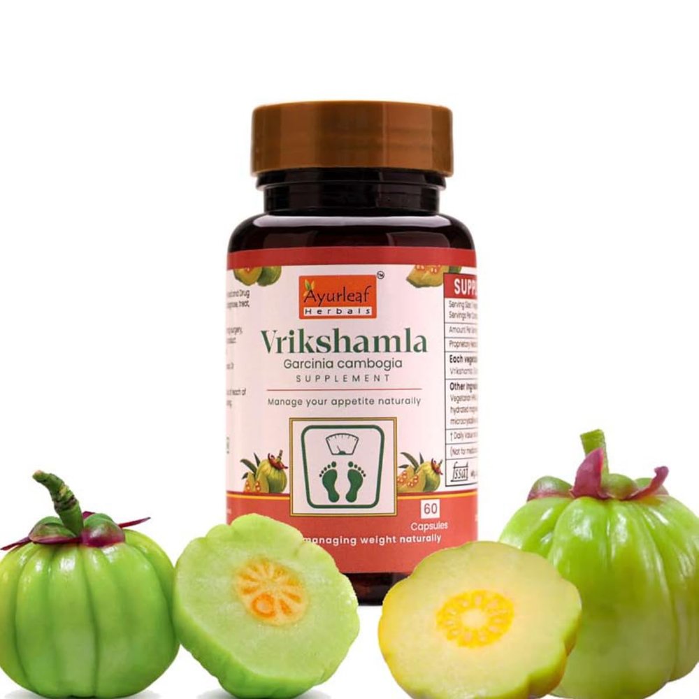 Ayurleaf Herbals Vrikshamla Capsules | Helpful to Manage Weight and Reduce Cholesterol | Improve Digestive Health and Appetite Suppression |100% Natural Herb (Pack of 2, 120 Capsules)