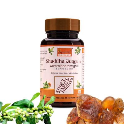 Ayurleaf Herbals Pure Ayurvedic Shuddha Guggulu Capsule | Health and Wellness Support | Weight and Cholesterol Management | Stress Relief and Immunity Booster(Pack of 2, 120 Capsules)
