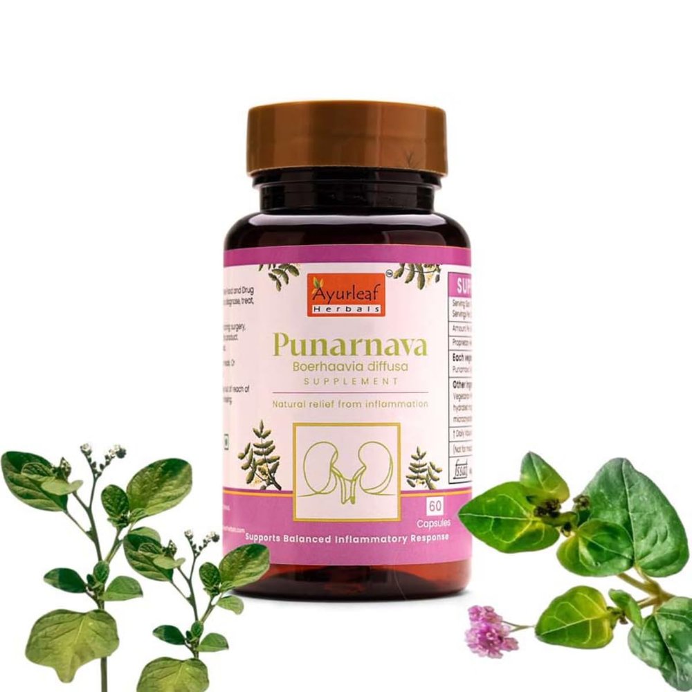 Ayurleaf Herbals Punarnava Capsules With Goodness of Natural Punarnava Extract known for Healthy Appetite, Heart and Urinary Health (Pack of 2, 120 Capsules)