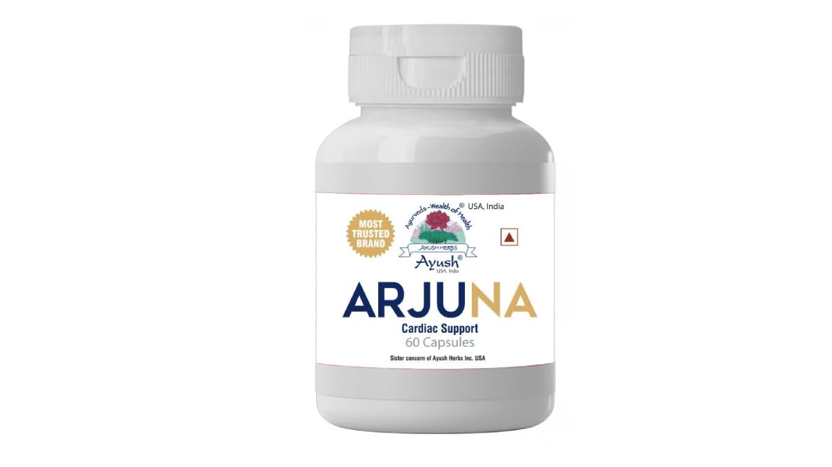 Ayush Herbs Arjuna Cardiac Support | Helps in Strengthening the weakened heart muscles | 60 Capsules