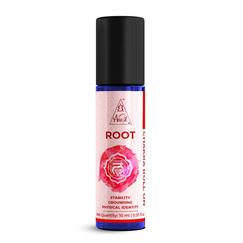Anshil Root Chakra Essential Oil | Roll On With Crystals (10ml) | Roll on for Enhances Security and Stability | | Spiritual Gifts Roll on | Chakra Healing Oil For Men & Women