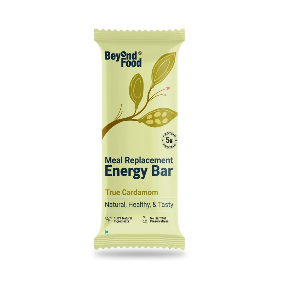 Beyond Food Meal Replacement Bars (Pack of 9, 220 Kcal Each) | 5g Rich Protein | No Added Sugar | Made with Dates, Nuts, Seeds & Dry Fruits | Healthy Snacks for Energy & Fitness | True Cardamon Box