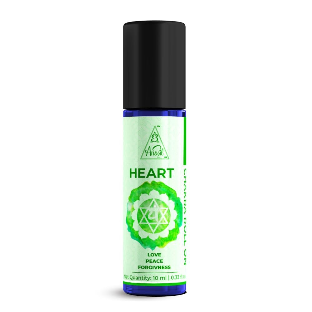 Anshil Heart Chakra Essential Oil | Roll On With Crystals (10ml) | Roll on for Promotes Love and Compassion | Spiritual Gifts Roll on | Chakra Healing Oil For Men & Women