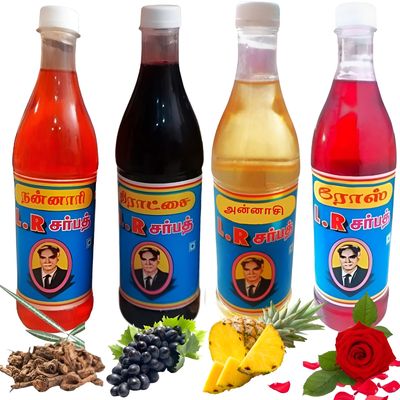 LR Nannari Sharbath 700ml | Natural & Refreshing Cool Drink | Beat the Heat with LR Nanari sarbath (Rose + Nannari + Grape + Pineapple Sarbath, 700ml + 700ml + 700ml + 700ml)