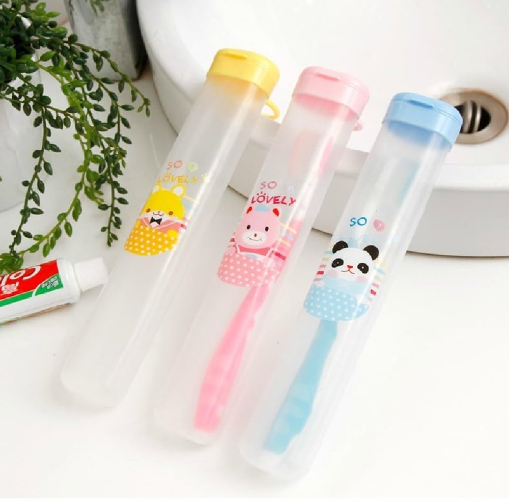 Clickswift 2 Pcs Toothbrush Holder with Cap Antibacterial Toothbrush Case Cover, Travelling Accessories Multi Color