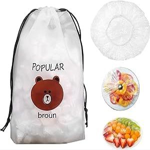SINGARO Shrinkable Food Covers, Fresh Keeping Bags, Elastic Food Storage Covers Cling Film Bag, Elastic Bowl Lids Kitchen Supplies for Fruit Vegetable Meat Food Preservation (100 pcs)