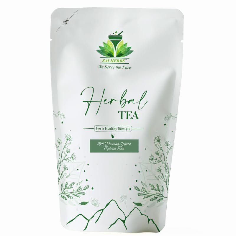 SAI HERBS Bai Khumba Leaves Matcha Tea - Bay Khumba Leaves Matcha Tea - Careya Arborea Leaves Matcha Tea - Good for Skin - For a Healthy Lifestyle - Luxury Matcha Tea - Pure & Natural (100 Grams)