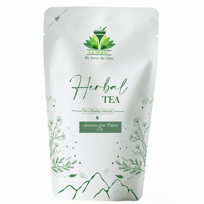 SAI HERBS Akarkara Indian Matcha Tea - Anacyclus Pyrethrum Matcha Tea - Pellitory Root Indian Matcha Tea - For a Healthy Lifestyle - Luxury Matcha Tea - Pure & Natural (250 Grams)