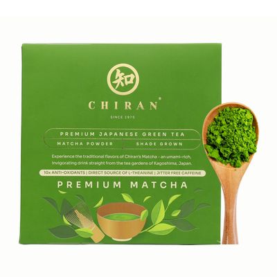 CHIRAN Premium Matcha Powder from Japan Shade-Grown, Deep Green Color, and Velvety Smooth Texture | Japanese Green Tea Powder | Coffee Replacement with Jitter-Free Caffeine Boost
