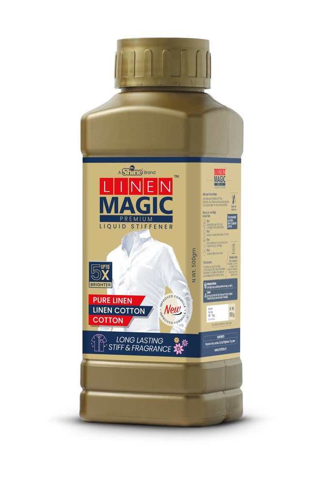 Mr Shine Linen Magic Liquid Stiffener 500 ml | Pure Linen, Linen Cotton, Cotton | Upto 5x Brighter | Long Lasting Stiff & Fragrance (Pack of 1)