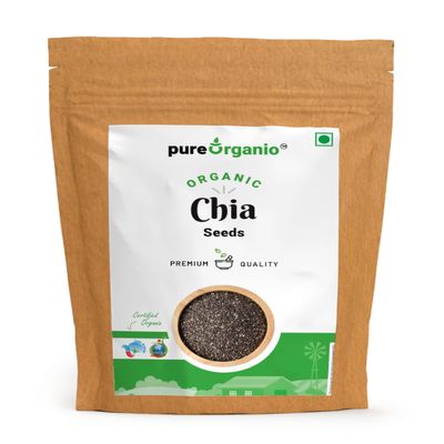 Pure Organio Organic Chia Seeds - NPOP Indian Organic Certified - High Fiber Seeds for Eating, Rich in Omega-3, Protein & Antioxidants, Sabja Seeds for Smoothies (200 Gm)