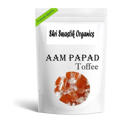 Shri Swastik Organics Aam Papad Toffee | Mango Papad Candy | Alphanso Aam Toffee | Mango Pulp Candy | Pack of 200 Gram